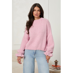 Oversizowy sweter z wiązaniami na rękawach