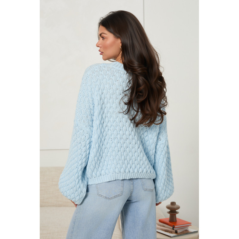 SWETER Z PLECIONEJ DZIANINY Z WYSZYWANYMI SERCAMI