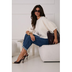 SWETER Z BUFIASTYM KRÓTKIM RĘKAWEM