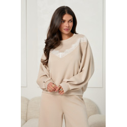 WISKOZOWA BLUZA OVERSIZE Z KORONKOWĄ WSTAWKĄ