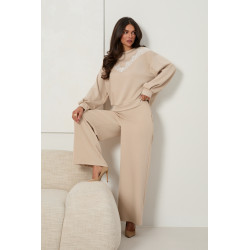 WISKOZOWA BLUZA OVERSIZE Z KORONKOWĄ WSTAWKĄ