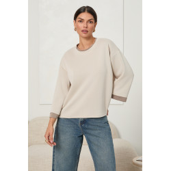 BLUZA OVERSIZE Z WISKOZY O WARSTWOWYM WYKOŃCZENIU