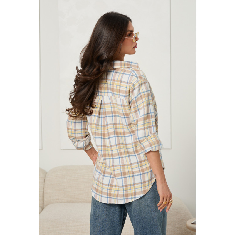 KOSZULA OVERSIZE Z BAWEŁNY W KRATĘ