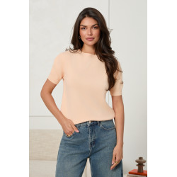 DZIANINOWY SWETER BASIC Z KRÓTKIM RĘKAWEM