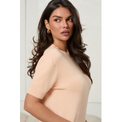 DZIANINOWY SWETER BASIC Z KRÓTKIM RĘKAWEM