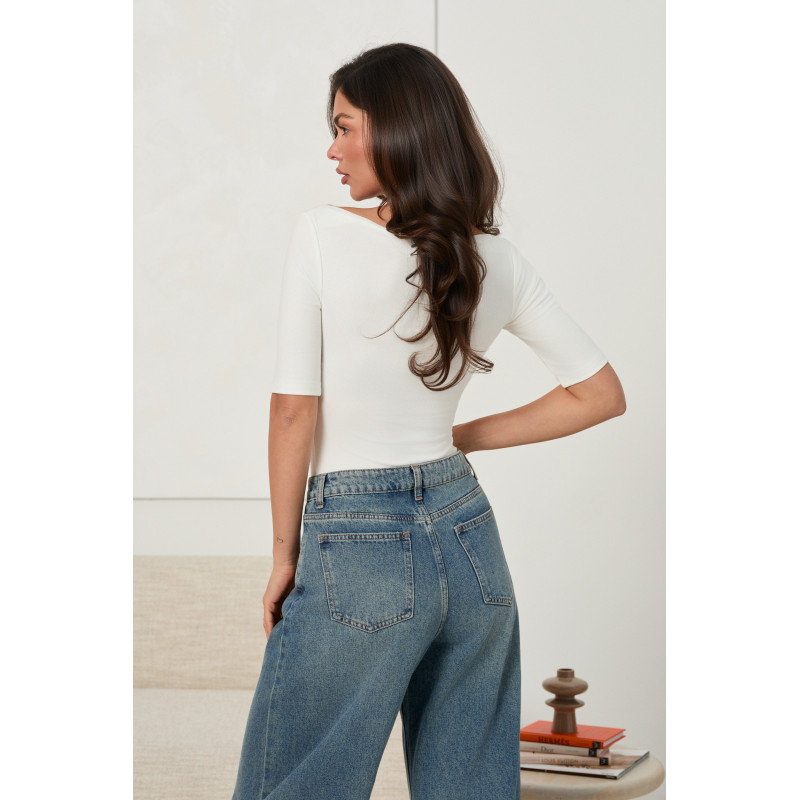 DOPASOWANA BLUZKA BASIC Z RĘKAWEM 3/4