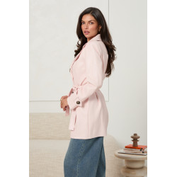 DWURZĘDOWY PŁASZCZ TYPU TRENCH Z EKOSKÓRY