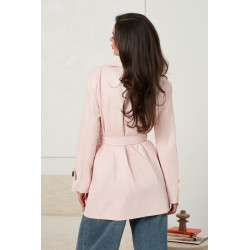 DWURZĘDOWY PŁASZCZ TYPU TRENCH Z EKOSKÓRY