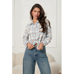KOSZULA OVERSIZE Z BAWEŁNY W KRATĘ