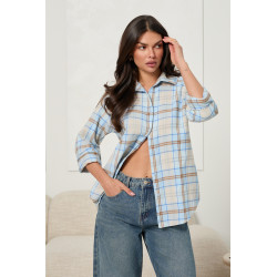 BAWEŁNIANA KOSZULA OVERSIZE W KRATĘ