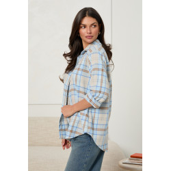 BAWEŁNIANA KOSZULA OVERSIZE W KRATĘ