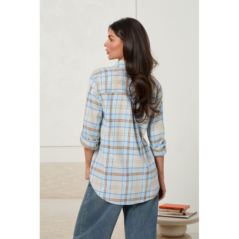 BAWEŁNIANA KOSZULA OVERSIZE W KRATĘ