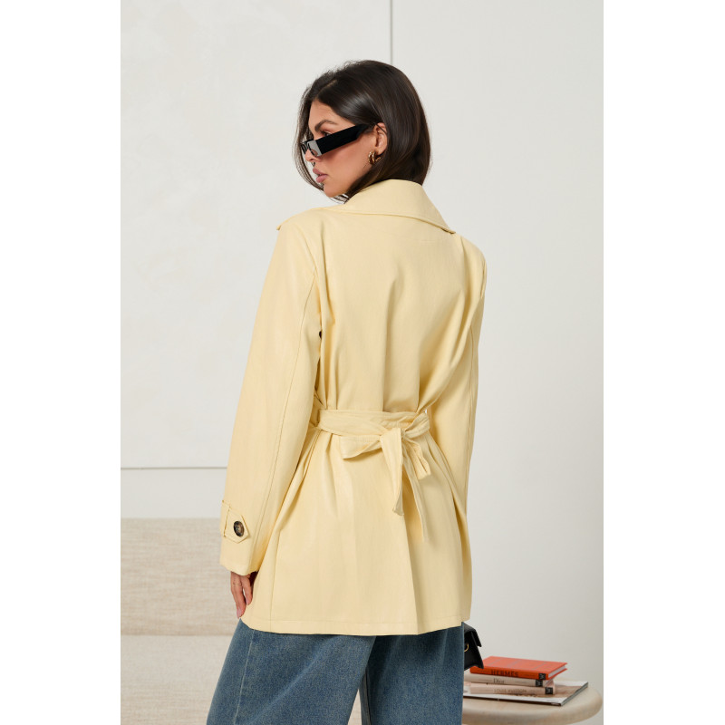 DWURZĘDOWY PŁASZCZ TYPU TRENCH Z EKOSKÓRY