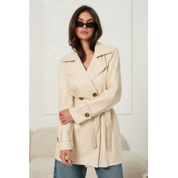 DWURZĘDOWY PŁASZCZ TYPU TRENCH Z EKOSKÓRY