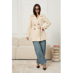 DWURZĘDOWY PŁASZCZ TYPU TRENCH Z EKOSKÓRY