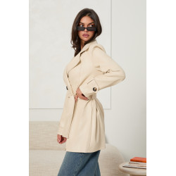 DWURZĘDOWY PŁASZCZ TYPU TRENCH Z EKOSKÓRY