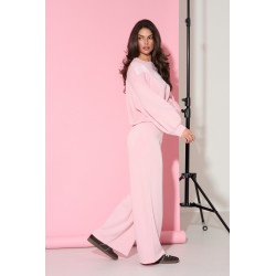 WISKOZOWA BLUZA OVERSIZE Z KORONKOWĄ WSTAWKĄ