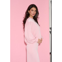 WISKOZOWA BLUZA OVERSIZE Z KORONKOWĄ WSTAWKĄ