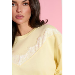 WISKOZOWA BLUZA OVERSIZE Z KORONKOWĄ WSTAWKĄ