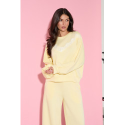 WISKOZOWA BLUZA OVERSIZE Z KORONKOWĄ WSTAWKĄ