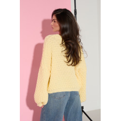 SWETER Z PLECIONEJ DZIANINY Z WYSZYWANYMI SERCAMI