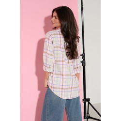 BAWEŁNIANA KOSZULA OVERSIZE W KRATĘ