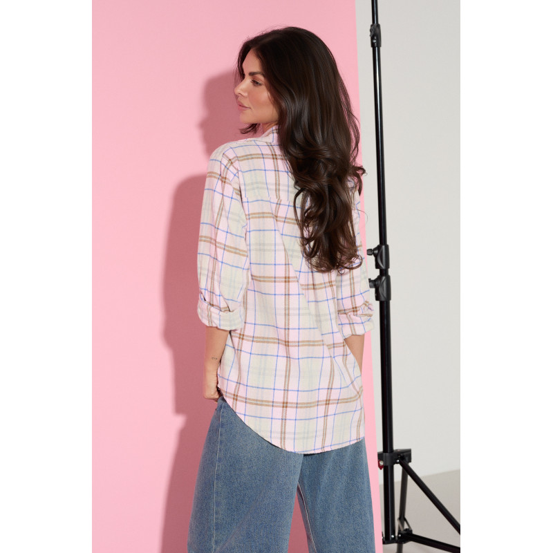 BAWEŁNIANA KOSZULA OVERSIZE W KRATĘ