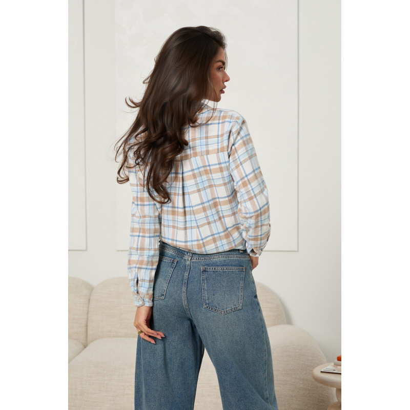KOSZULA OVERSIZE Z BAWEŁNY W KRATĘ