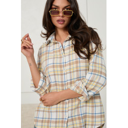 KOSZULA OVERSIZE Z BAWEŁNY W KRATĘ