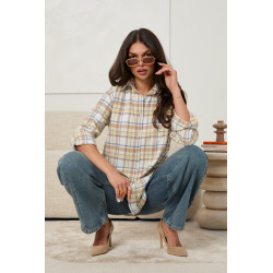 KOSZULA OVERSIZE Z BAWEŁNY W KRATĘ