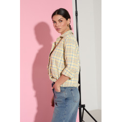 BAWEŁNIANA KOSZULA OVERSIZE W PASTELOWĄ KRATĘ