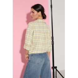 BAWEŁNIANA KOSZULA OVERSIZE W PASTELOWĄ KRATĘ