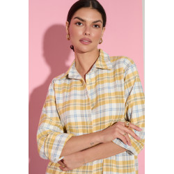 LUŹNA KOSZULA W PASTELOWĄ KRATĘ
