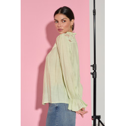 WISKOZOWA KOSZULA Z KWIATOWYMI APLIKACJAMI