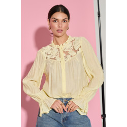 WISKOZOWA KOSZULA Z KWIATOWYMI APLIKACJAMI