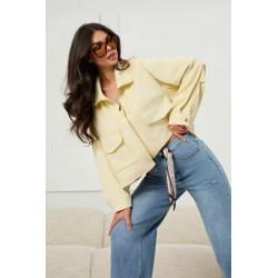 Zamszowa kurtka oversize z kieszeniami