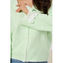 Kardigan z haftowanymi sercami i kokardami