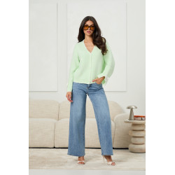 Kardigan z haftowanymi sercami i kokardami