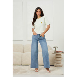 Dzianinowy sweter w paski z ananasem | Hurtownia odzieży damskiej online