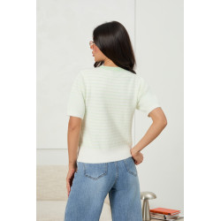 Dzianinowy sweter w paski z ananasem | Hurtownia odzieży damskiej online