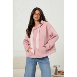 Bluza oversize z kapturem i ozdobnymi sznurkami | Hurtownia odzieży damskiej z Włoch