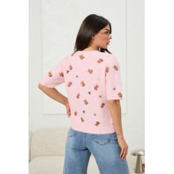 Dzianinowy sweter w misie i kokardki - Hurtownia odzieży damskiej