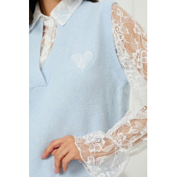 Dzianinowa kamizelka z koronkową koszulą - Hurt online | cotygodniowe dostawy