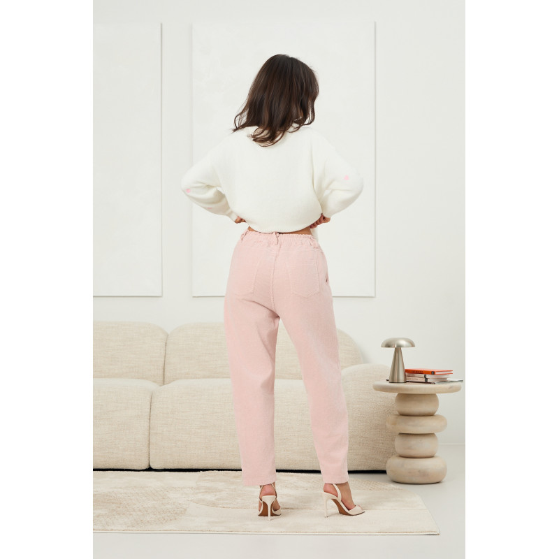 Klasyczne spodnie sztruksowe z prostą nogawką | Hurtownia odzieży z Włoch