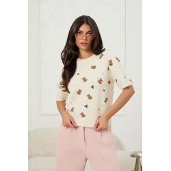 Dzianinowy sweter w misie i kokardki - Hurtownia odzieży damskiej