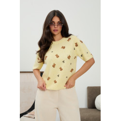 Dzianinowy sweter w misie i kokardki - Hurtownia odzieży damskiej