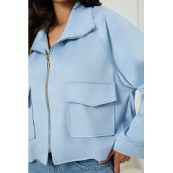 Zamszowa kurtka oversize z kieszeniami