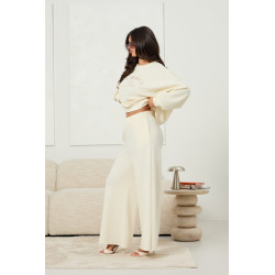 Wiskozowe spodnie dresowe typu wide leg