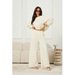 Wiskozowe spodnie dresowe typu wide leg