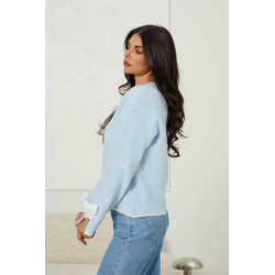 Kardigan z haftowanymi sercami i kokardami